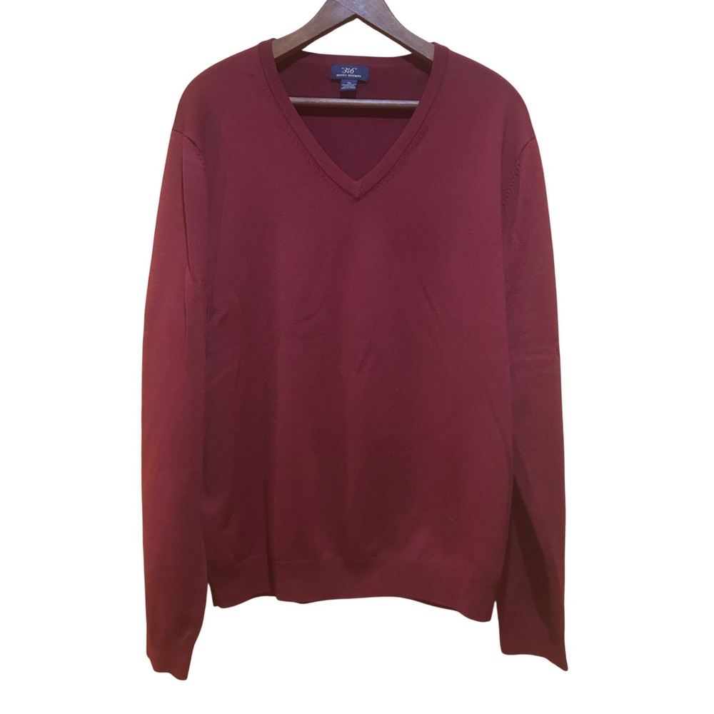 Brooks Brothers 346 Merino Wool Blend Sweater Mens XL Wine Red‎ Preppy Old Money